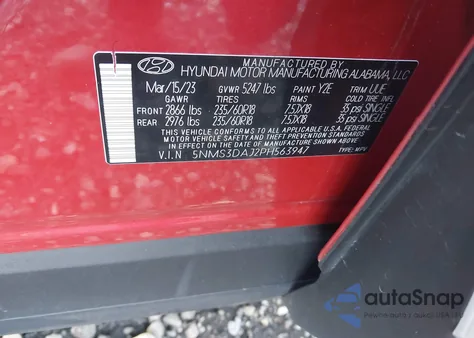 2023 Hyundai Santa Fe Sel from USA, damaged, VIN 5NMS3DAJ2PH563947